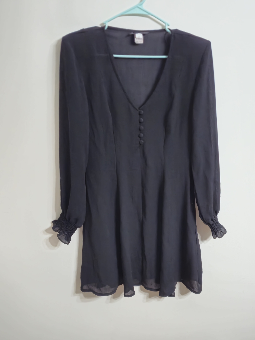 90s Whimsigoth Long Sleeve Mini Dress Black M